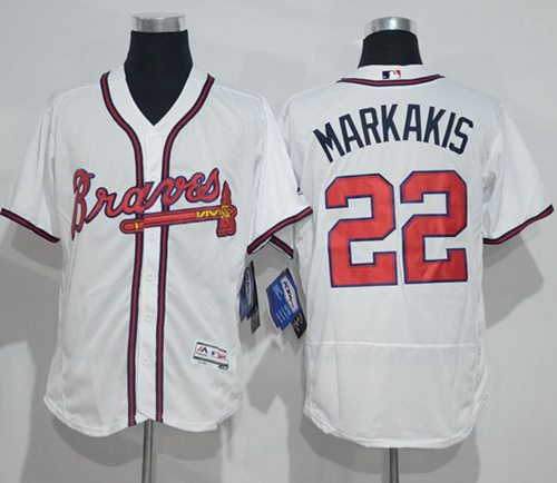 Braves #22 Nick Markakis White Flexbase Authentic Collection Stitched MLB Jersey